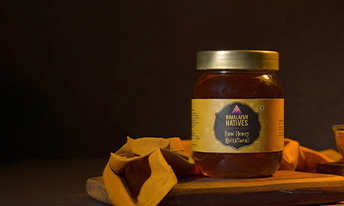 Himalayan Natives raw multifloral honey in a glass jar, 100% natural and pure